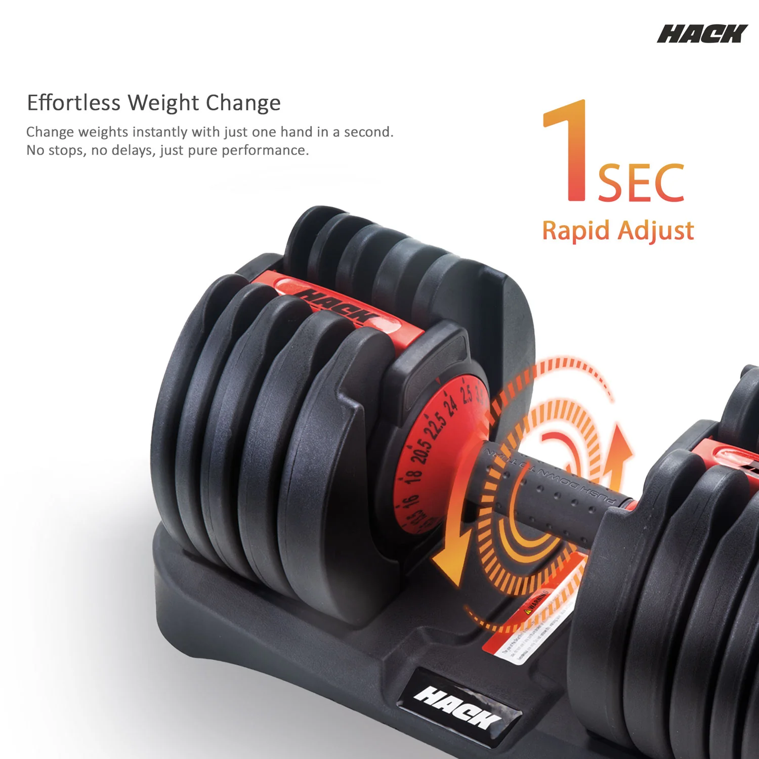 Hack Athletics Adjustable Dumbbell Set 24 KG, Set of 2 - Image 2