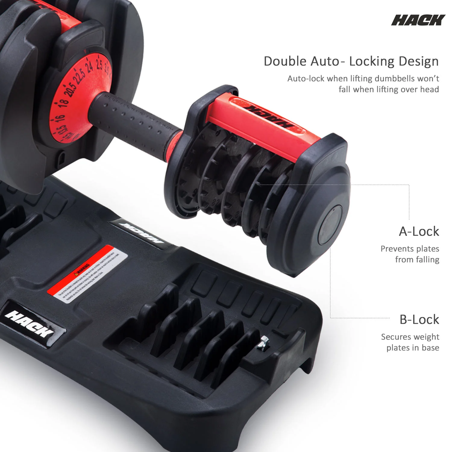 Hack Athletics Adjustable Dumbbell Set 24 KG, Set of 2 - Image 4