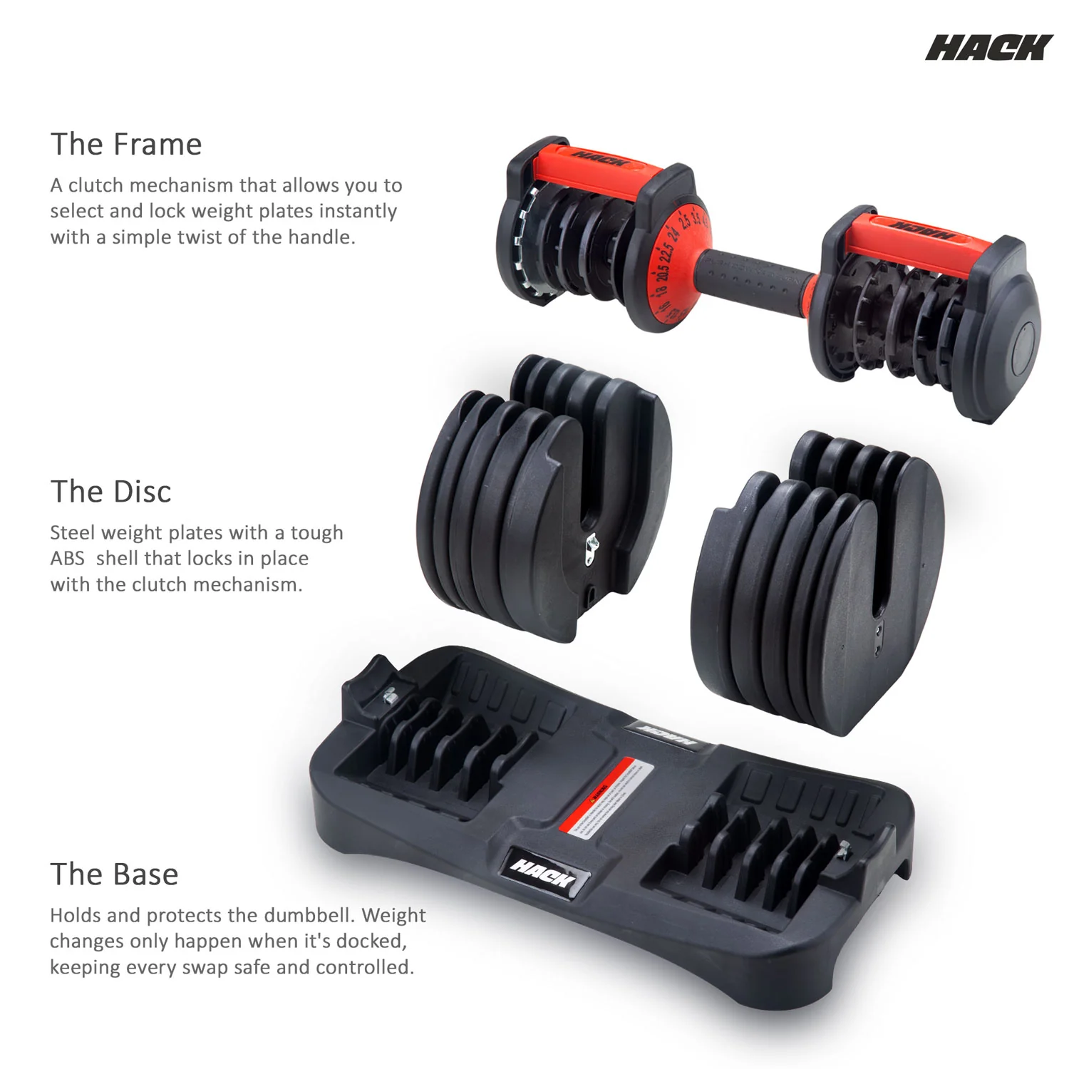 Hack Athletics Adjustable Dumbbell Set 24 KG, Set of 2 - Image 5