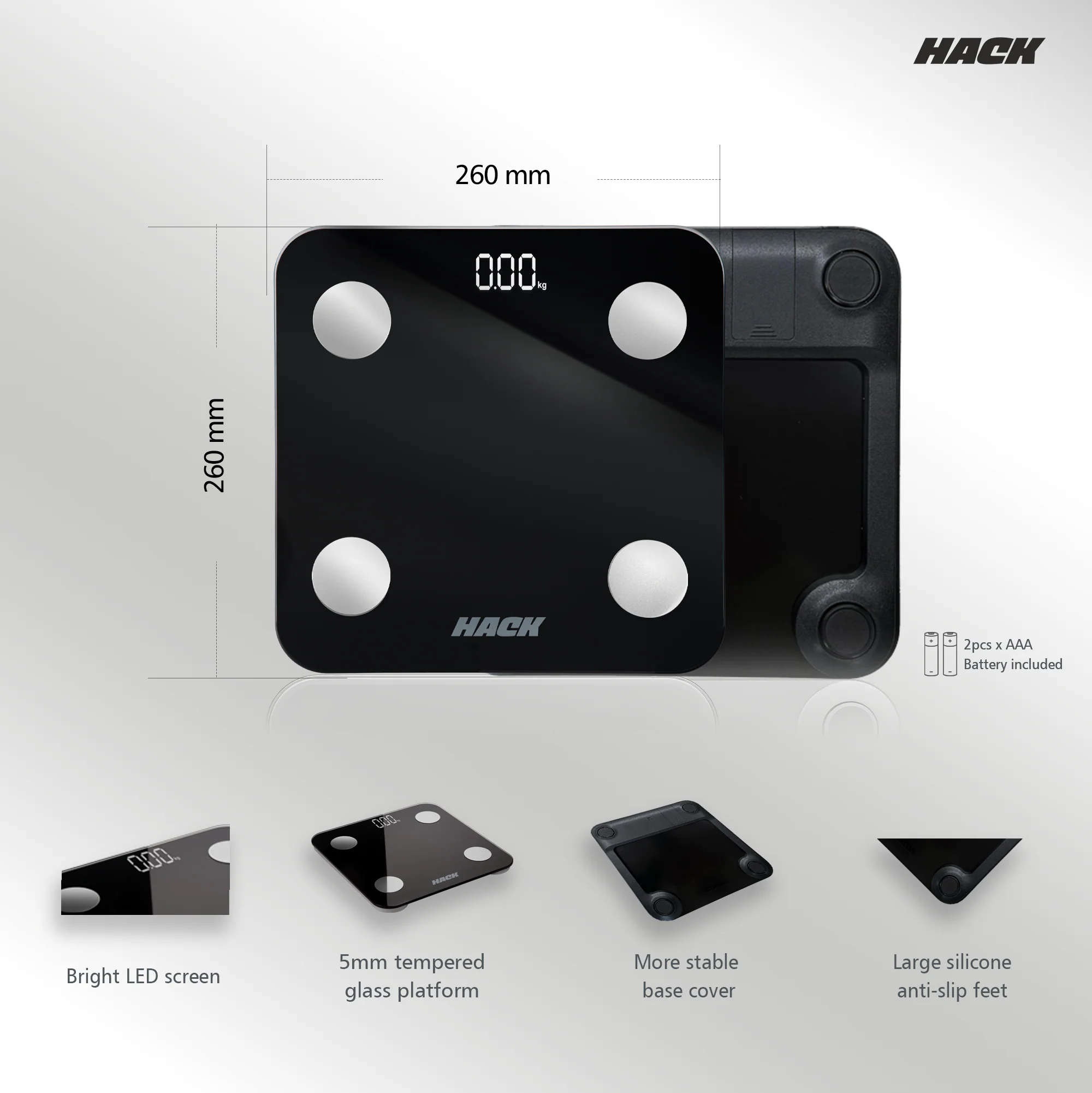 Hack Athletics BMI Body Weighing Scale Black - Image 9