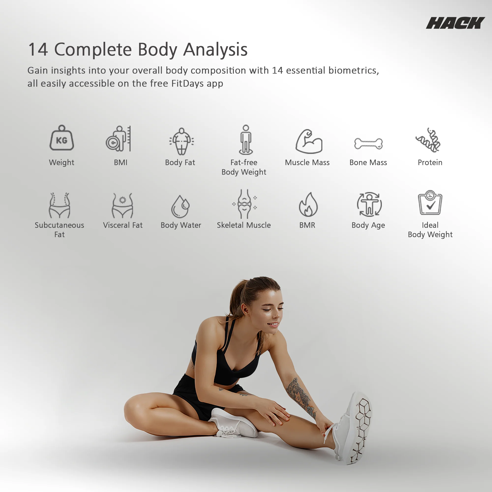 Hack Athletics BMI Body Weighing Scale White - Image 3