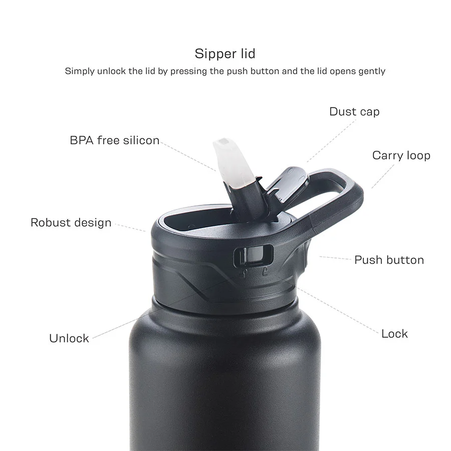 Hack Athletics Premium Hydra Water Bottle Black | 950ML - Image 6